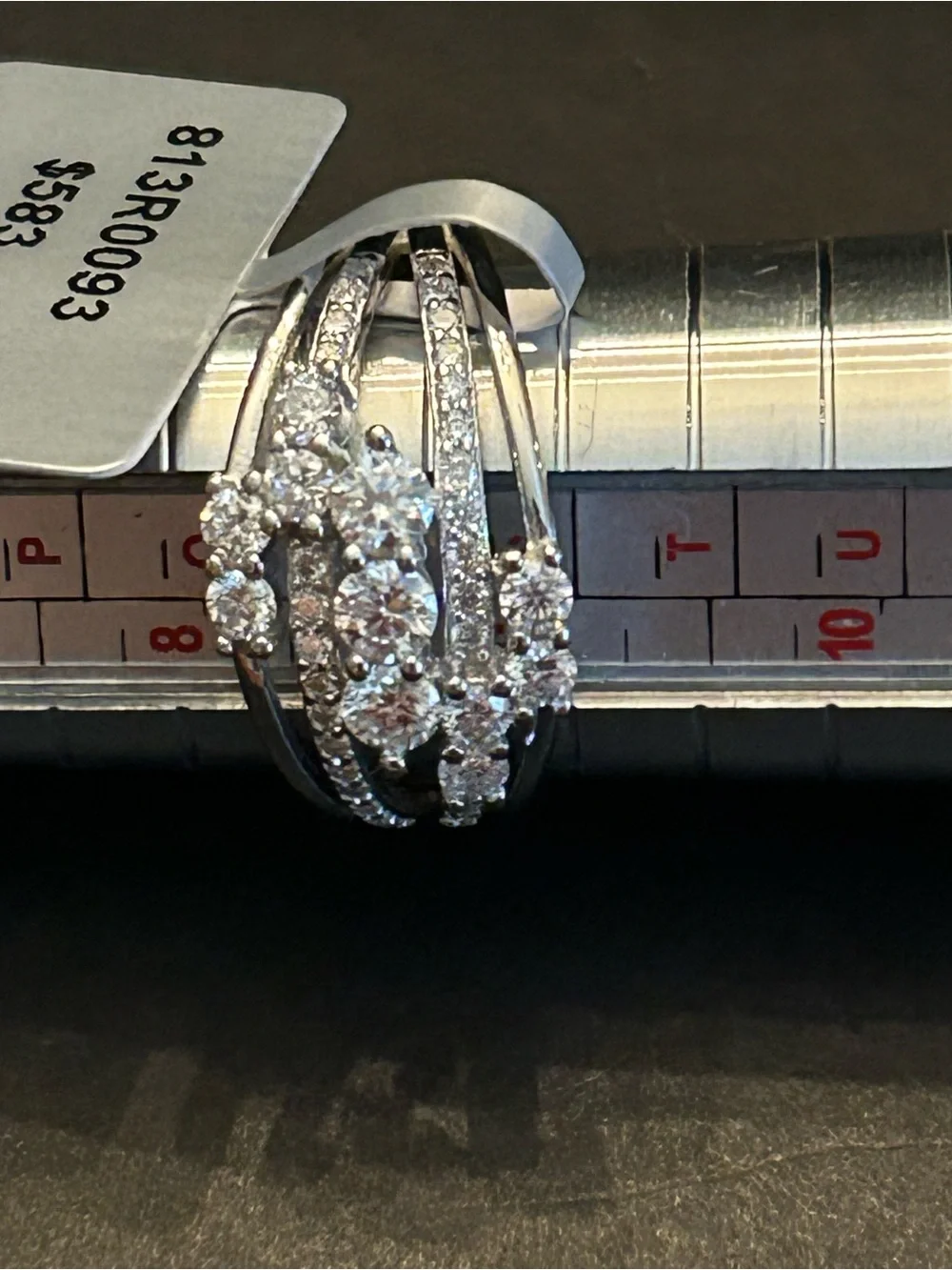 1.47CTW White Moissanite Multi-Row Scatter Statement Band Ring S925 Silver Sz 9
